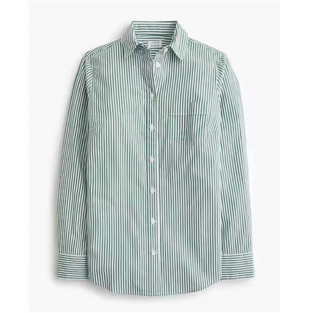 Striped Green Button-Down Shirt - Women's